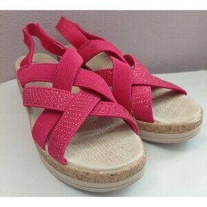 Bzees Ritz Sparkle Machine Washable Cork Wedge Sandal Size 8.5M